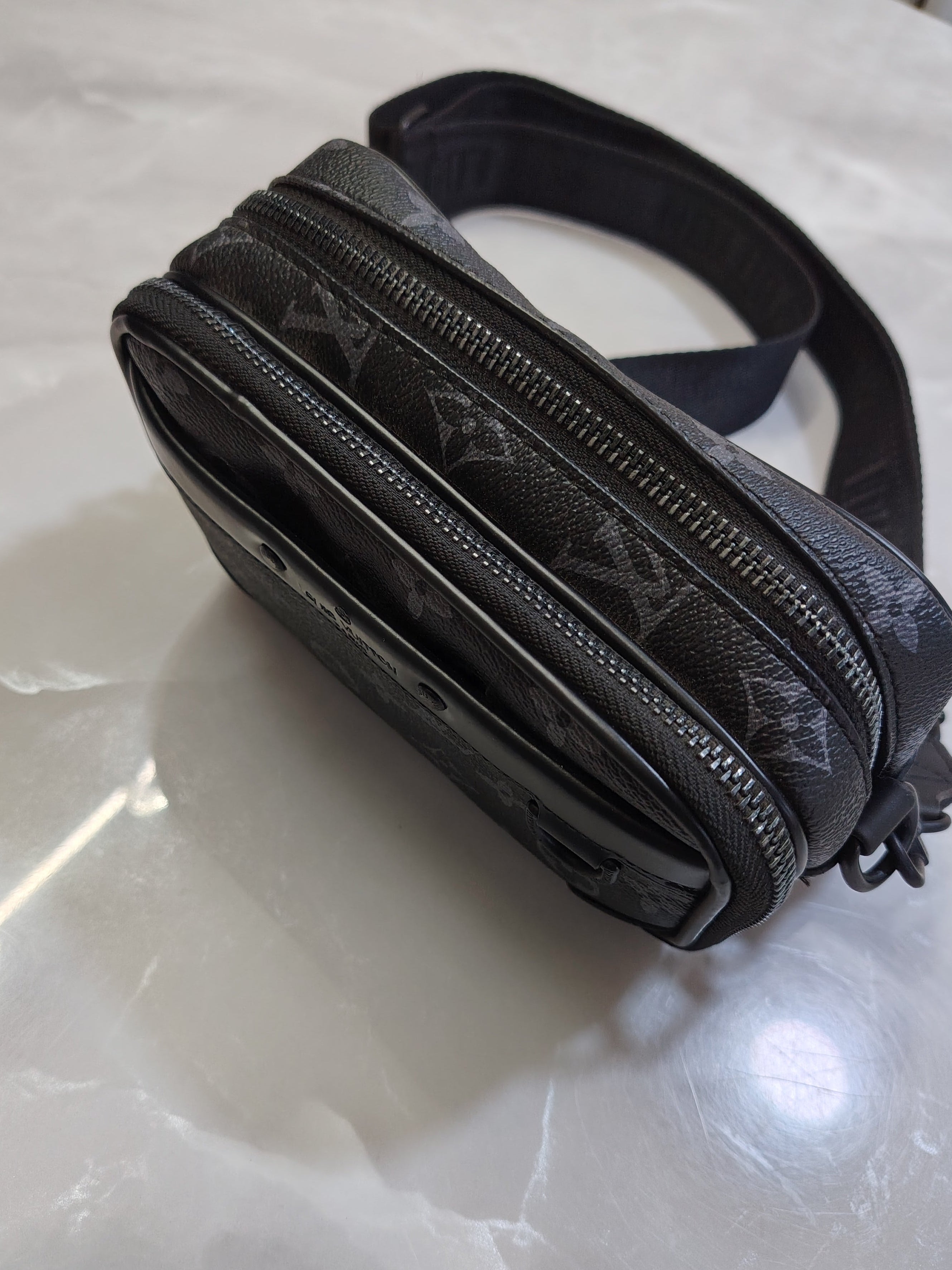 Pre-owned Louis Vuitton LV Monogram Eclipse Crossbody Bag Black Gray Luxury Men's Gifts