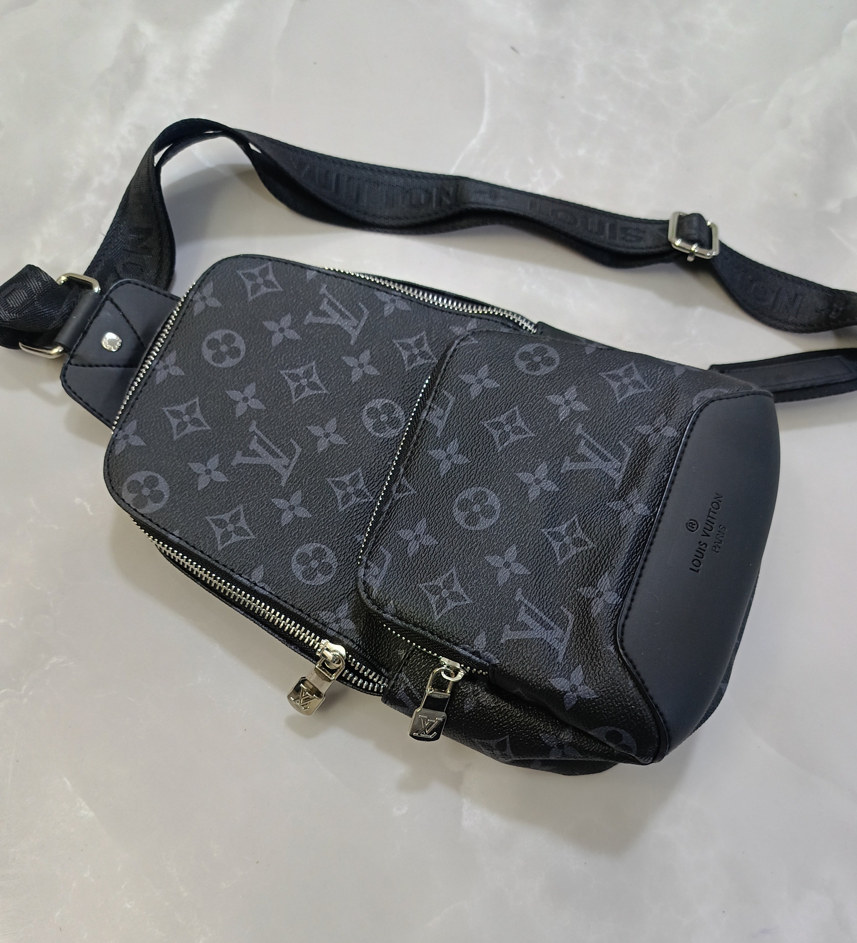 Louis Vuitton LV Monogram Eclipse Trio Messenger Sling Bag – Black/Grey Luxury Men's Gifts Pre-owned like new