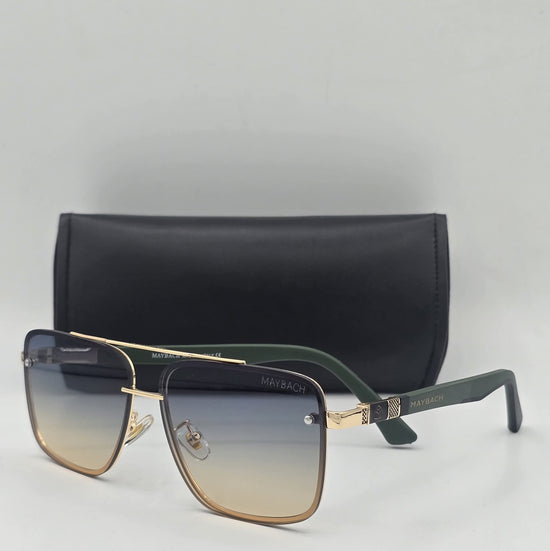 Maybach Green Gold Sunglasses Square Aviator Lens Men&