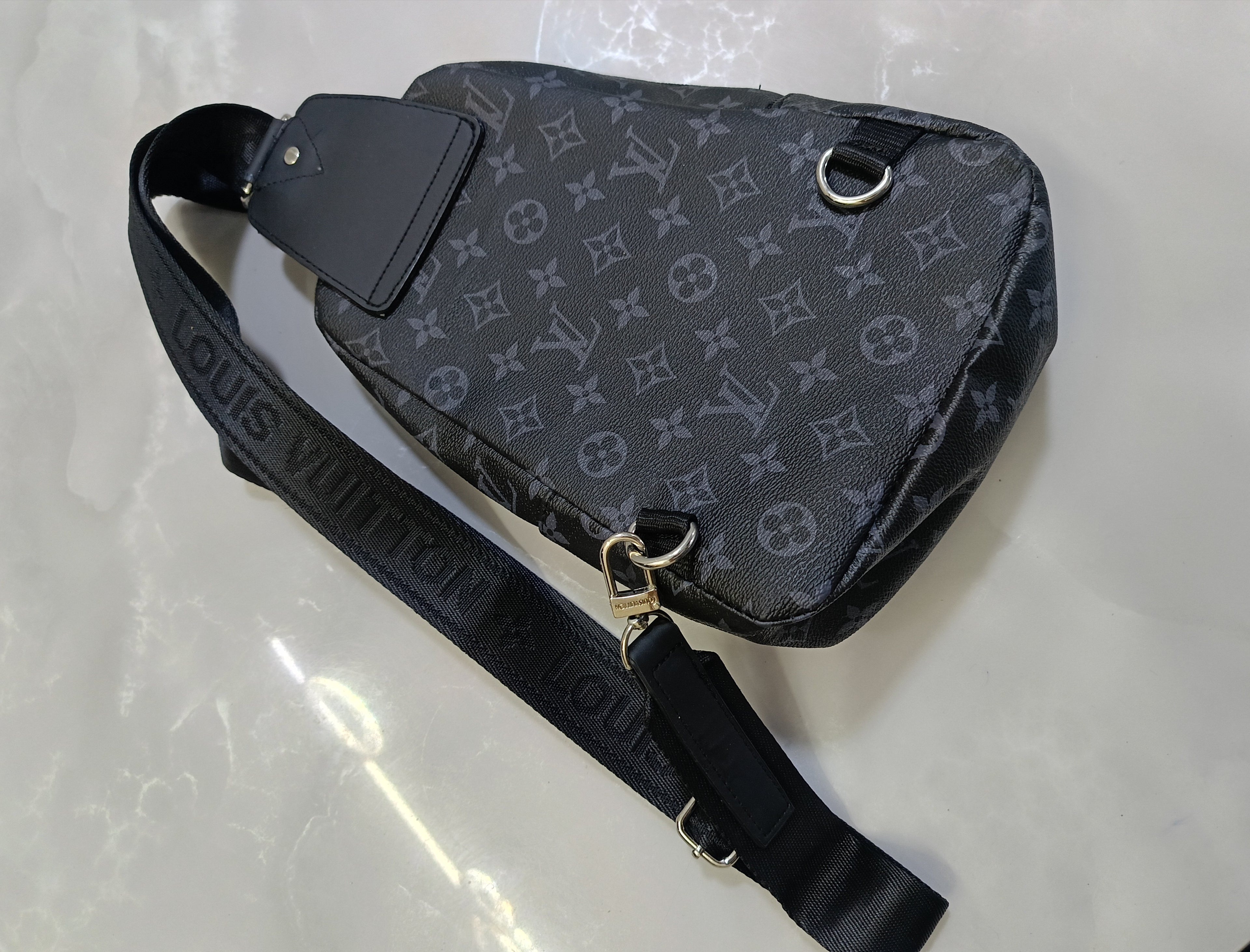 Louis Vuitton LV Monogram Eclipse Trio Messenger Sling Bag – Black/Grey Luxury Men's Gifts Pre-owned like new