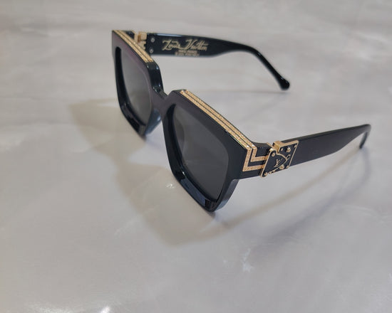 Louis Vuitton LV Millionaire Style Square Sunglasses – Black/Gold Oversized Shades Unisex Luxury