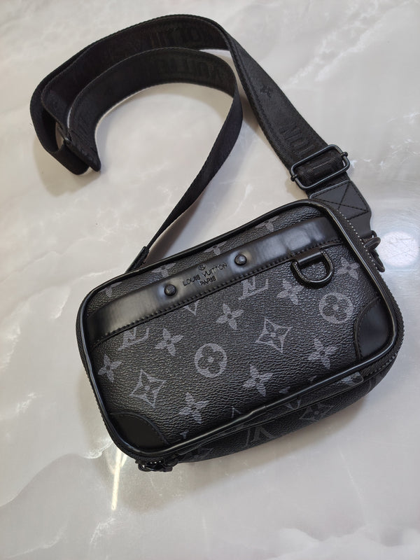 Louis Vuitton LV Monogram Eclipse Crossbody Bag Black Gray Luxury Men's Gifts