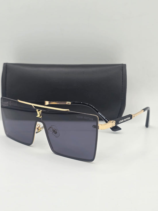 Louis Vuitton LV Sunglasses Black Lens Gold Frame Unisex Luxury Birthday Gifts